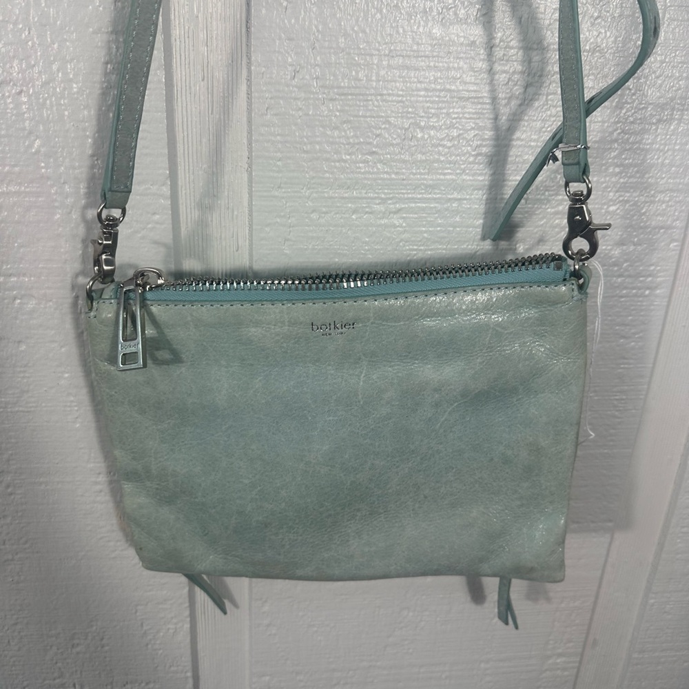 Botkier Trigger Womens Blue Leather Studded Zipper Crossbody Shoulder Bag EUC - Picture 6 of 12